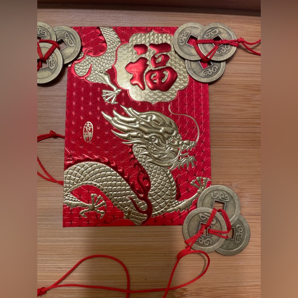 Red Lucky Money Envelope 3 Feng Shui Coin Set - Picture 7 of 13